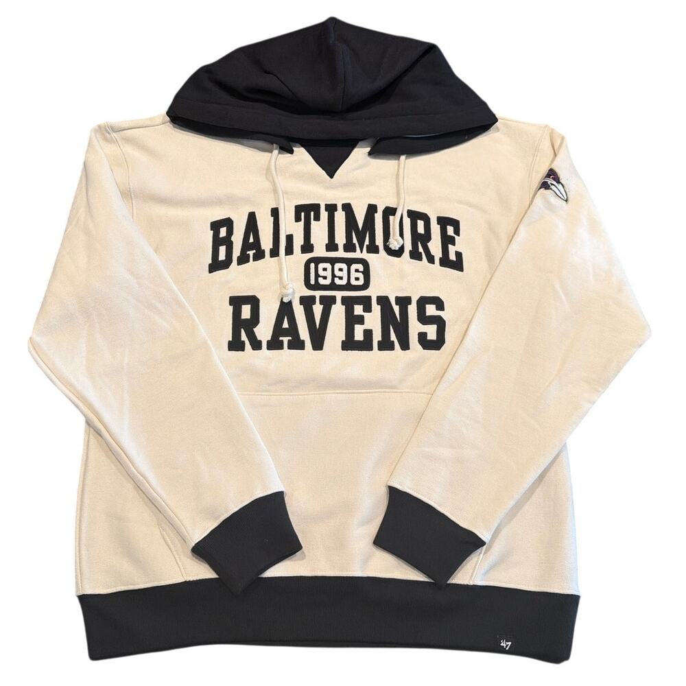 NWT ’47 Brand Baltimore Ravens Skipper Hoodie, Beige Black, Men’s Small